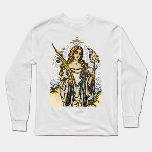 Virgin mystic of abaju holding palm of temperance and the blessed star Long Sleeve T-Shirt